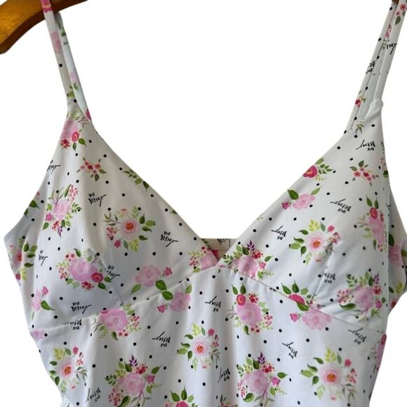 Betsey Johnson Polkadot Bouquet One Piece V-Neck Swimsuit - Picture 6 of 8
